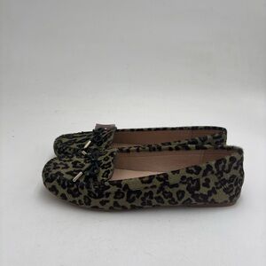 NEW Jack Rogers Women’s 9 Millie Bow Calf Hair Green Leopard Cat Print Moccasins